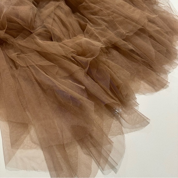 For Love and Lemons Elegant Warm Taupe Tulle Strapless Bustier Dress Gown - Picture 7 of 12